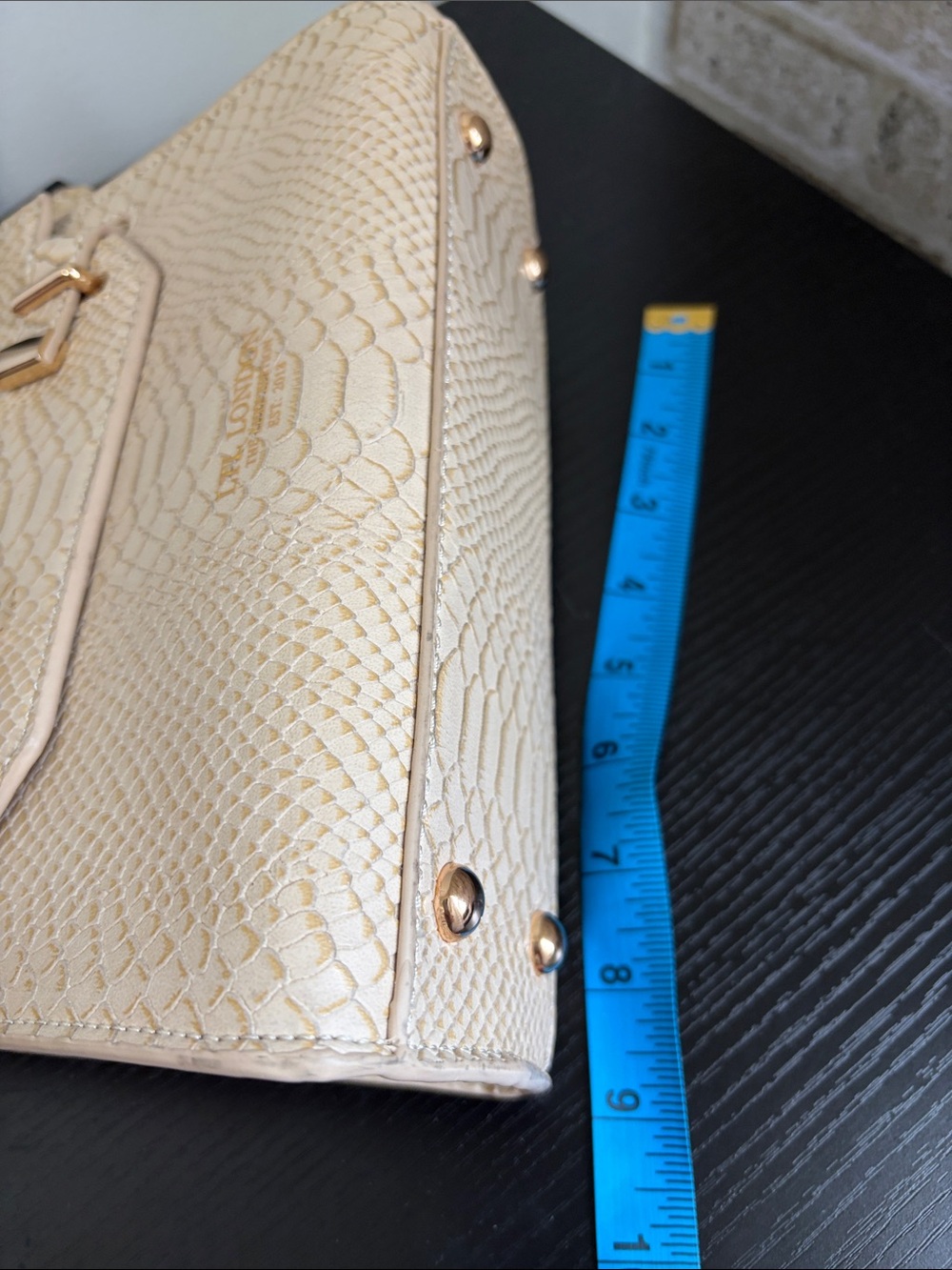 LTL London Cream Python-Embossed Top Handle Bag - Picture 14 of 16